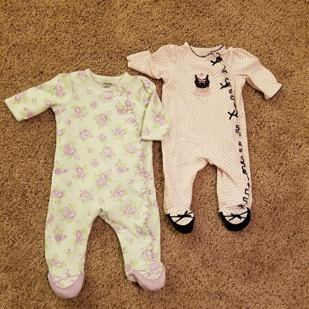 Little Me 2pc baby girl onesies pajamas
